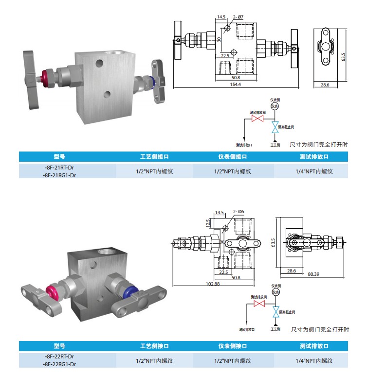 兩閥組不同形態展示